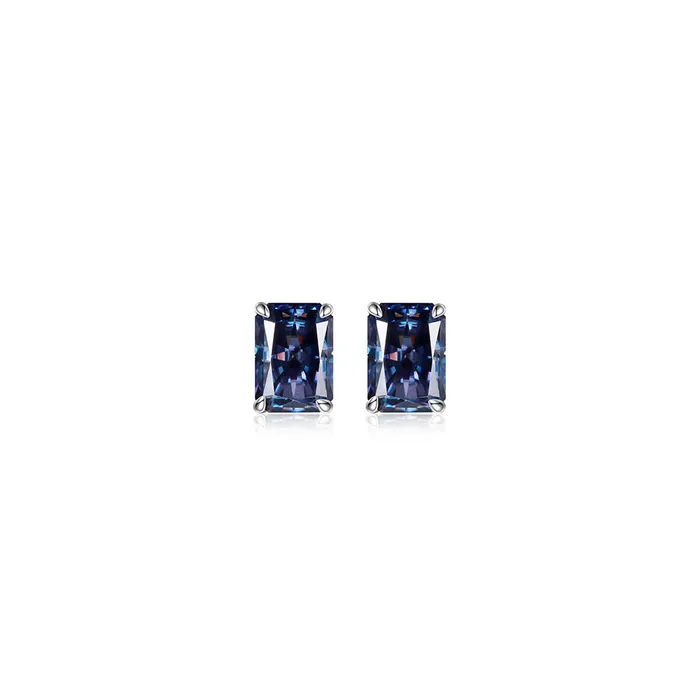 icezeusshop S925 Silver Radiant Cut Rare Color Moissanite Stud Earrings Earrings