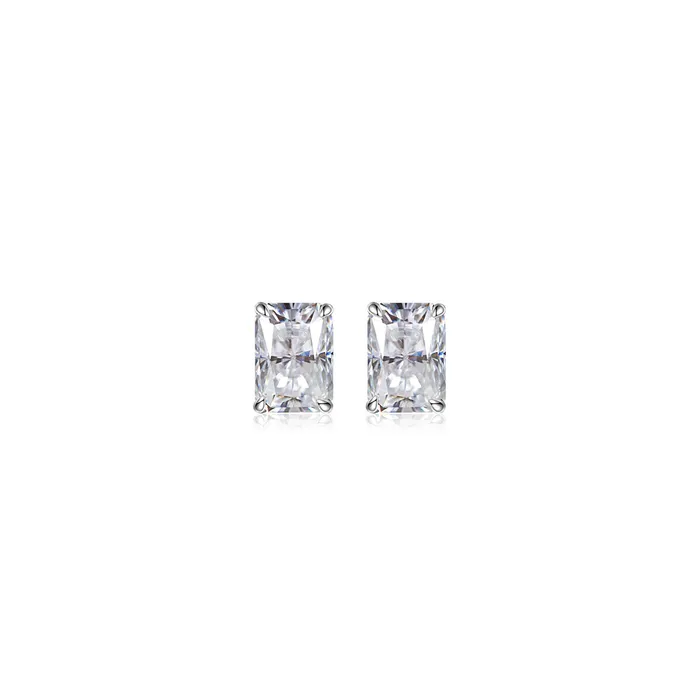 icezeusshop S925 Silver Radiant Cut Rare Color Moissanite Stud Earrings Earrings