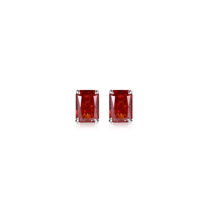 icezeusshop S925 Silver Radiant Cut Rare Color Moissanite Stud Earrings Earrings