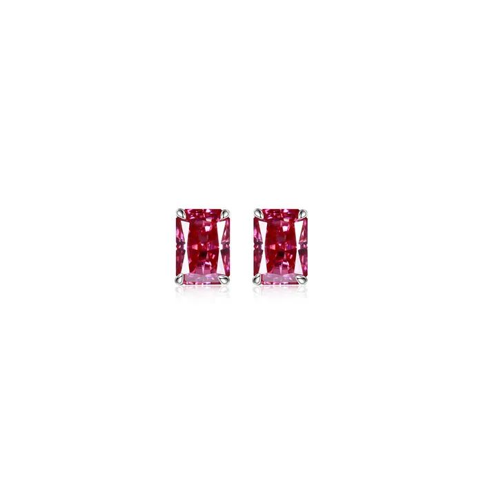icezeusshop S925 Silver Radiant Cut Rare Color Moissanite Stud Earrings Earrings