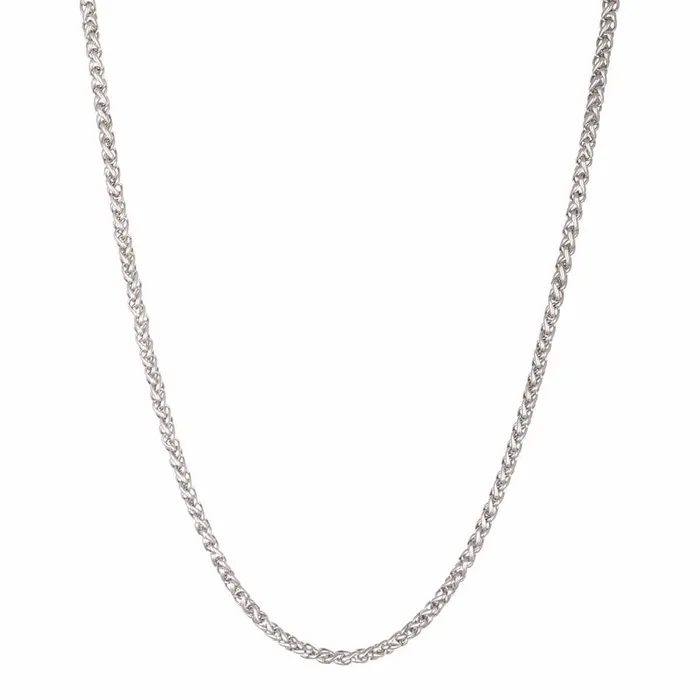 INOX JEWELRY Bracelets Silver Tone Stainless Steel Polished 35 mm Round Wheat Chain