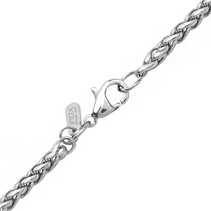 INOX JEWELRY Bracelets Silver Tone Stainless Steel Polished 35 mm Round Wheat Chain