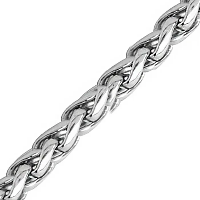 INOX JEWELRY Bracelets Silver Tone Stainless Steel Polished 35 mm Round Wheat Chain