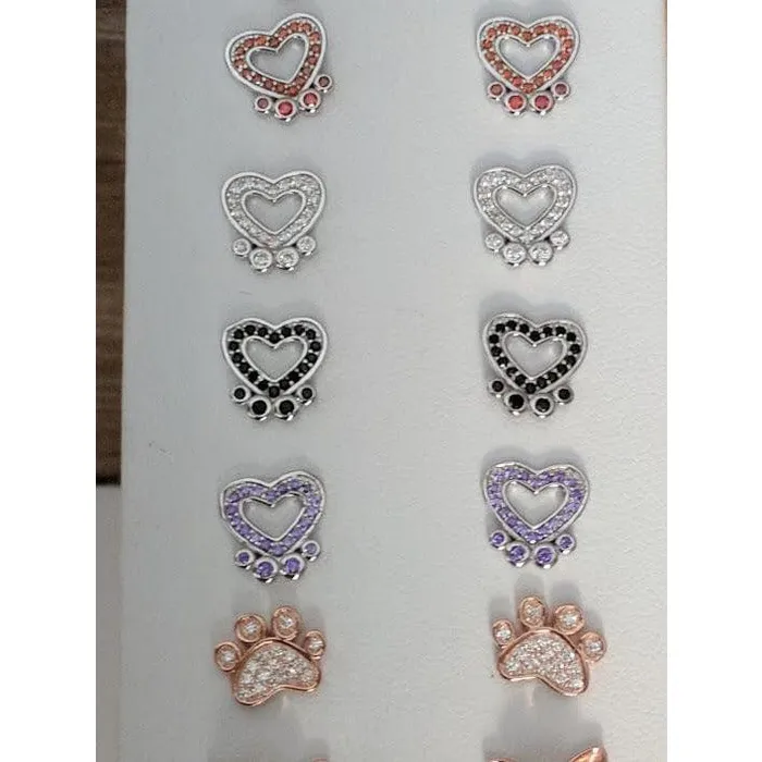 Joe Earrings Pet Paw Earrings with Sparkling Cubic Zirconia in Solid Sterling Silver Beautiful Joe Earrings Pet Paw Earrings with Sparkling Cubic Zirconia in Solid Sterling Silver Beautiful