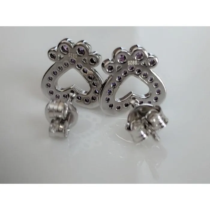 Joe Earrings Pet Paw Earrings with Sparkling Cubic Zirconia in Solid Sterling Silver Beautiful
