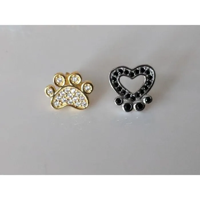 Joe Earrings Pet Paw Earrings with Sparkling Cubic Zirconia in Solid Sterling Silver Beautiful