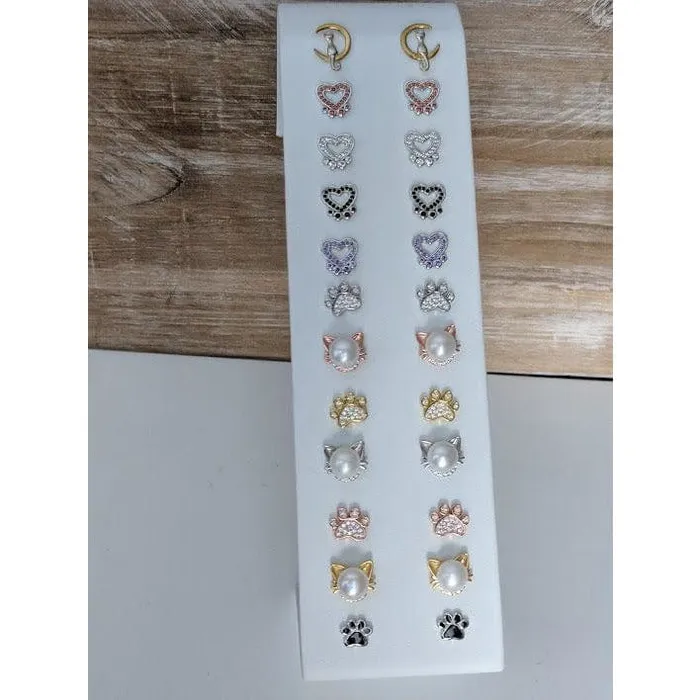 Joe Earrings Pet Paw Earrings with Sparkling Cubic Zirconia in Solid Sterling Silver Beautiful