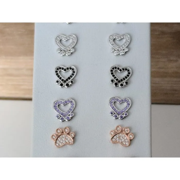 Joe Earrings Pet Paw Earrings with Sparkling Cubic Zirconia in Solid Sterling Silver Beautiful