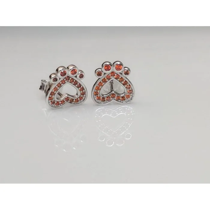 Joe Earrings Pet Paw Earrings with Sparkling Cubic Zirconia in Solid Sterling Silver Beautiful