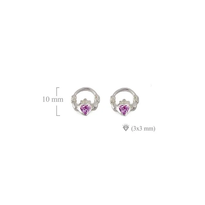Killarney Celtic Jewelry Earrings Claddagh stud earrings Pink Tourmaline October Birthstone