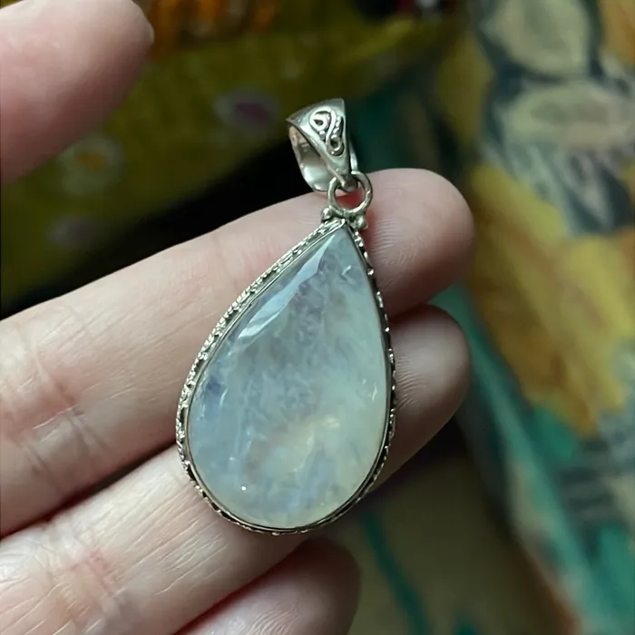 Large Moonstone Teardrop Pendant Sterling Silver Modern Vintage Paris Jewelry Necklaces Large Moonstone Teardrop Pendant Sterling Silver Modern Vintage Paris Jewelry Necklaces
