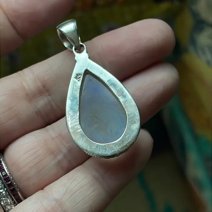 Large Moonstone Teardrop Pendant Sterling Silver Modern Vintage Paris Jewelry Necklaces Large Moonstone Teardrop Pendant Sterling Silver Modern Vintage Paris Jewelry Necklaces