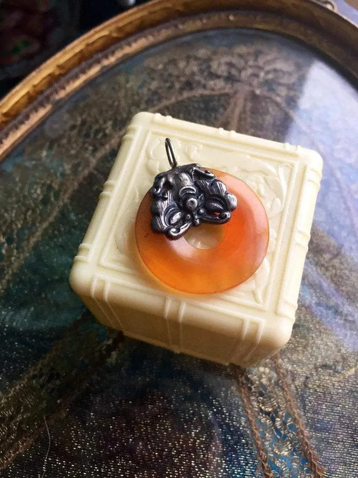 Love Vintage Paris Necklaces Carnelian Butterfly Pendant Sterling Silver Vintage