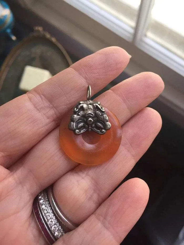 Love Vintage Paris Necklaces Carnelian Butterfly Pendant Sterling Silver Vintage