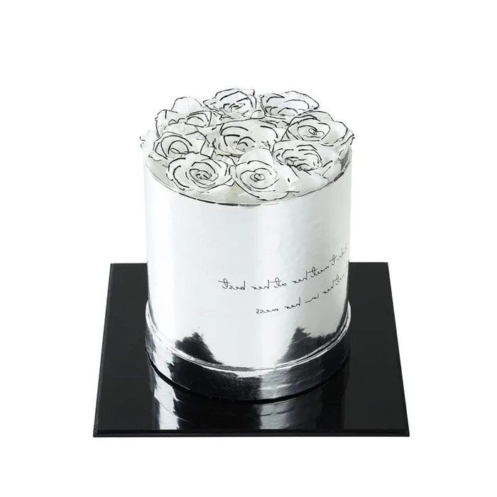 Madeofrose Rings Luxury Round Silver Box Preserved Roses