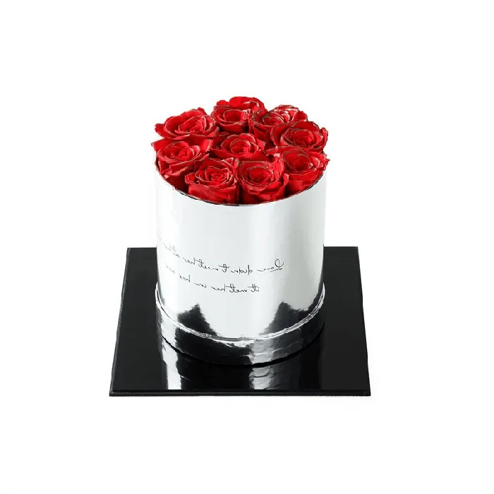Madeofrose Rings Luxury Round Silver Box Preserved Roses