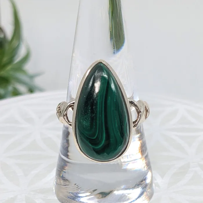 Malachite Sz 9 SS Ring LV5987 Bliss Crystals Rings
