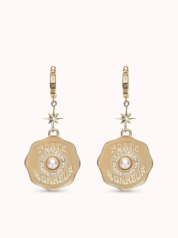 Marlo Laz Earrings Porte Bonheur Coin Earrings