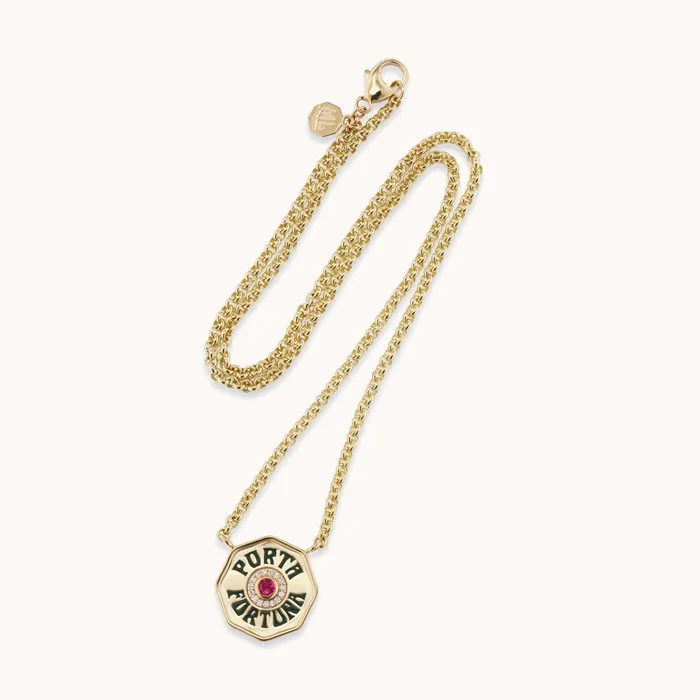 Marlo Laz Necklaces Mini Porta Fortuna Necklace Pink Tourmaline