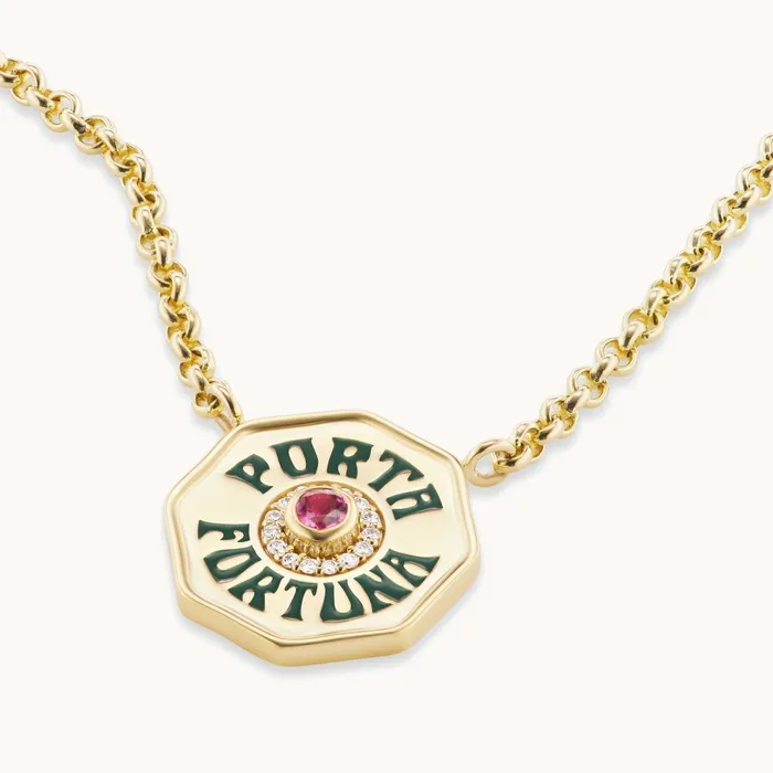 Marlo Laz Necklaces Mini Porta Fortuna Necklace Pink Tourmaline