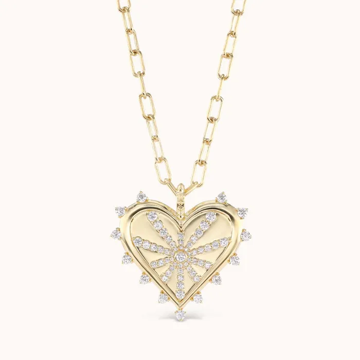Marlo Laz Necklaces Spiked Heart Pav Necklace