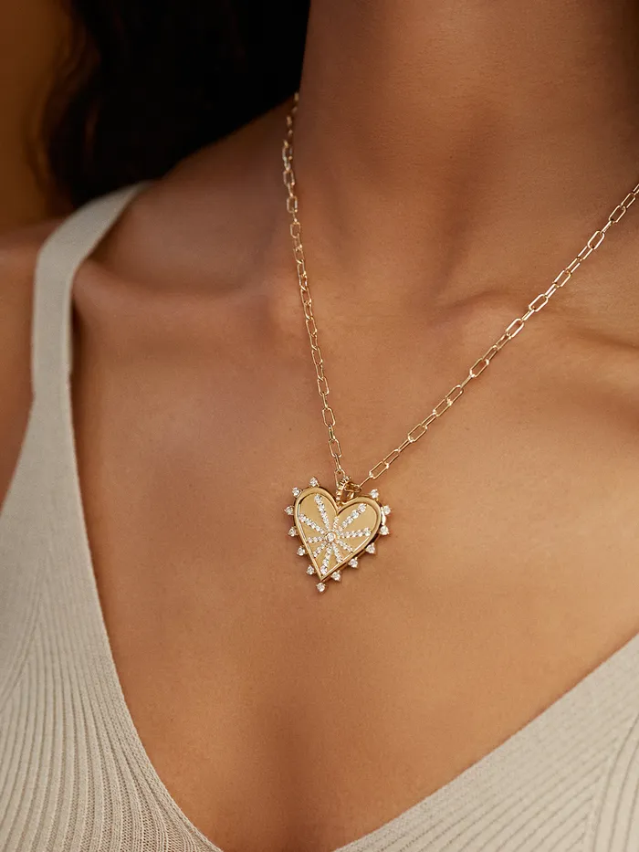 Marlo Laz Necklaces Spiked Heart Pav Necklace Marlo Laz Necklaces Spiked Heart Pav Necklace