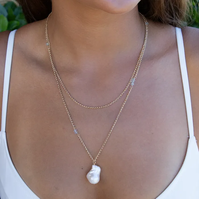 misha hawaii Lani Long Flameball Pearl Necklace Necklaces