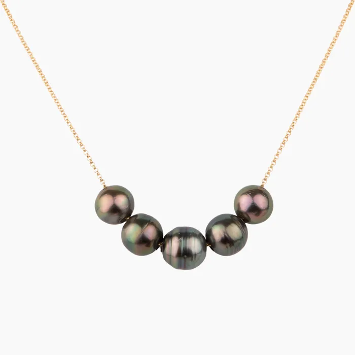 misha hawaii Necklaces Jenny Five Tahitian Pearl Floating Necklace