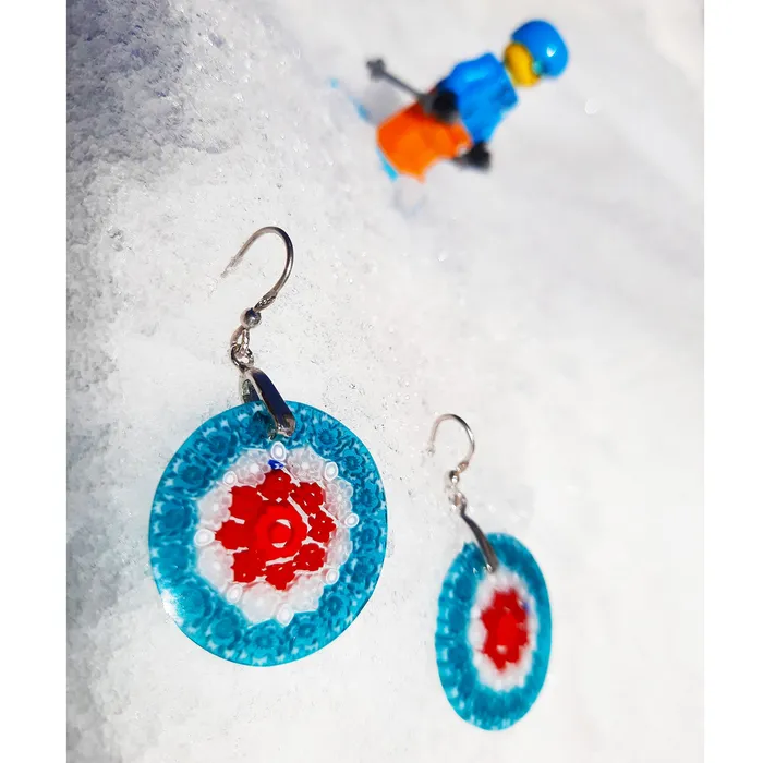 Murano glass Multicolor Green round earrings Millefiori Vianello Nadia Murrine di Trebbi Davide Earrings