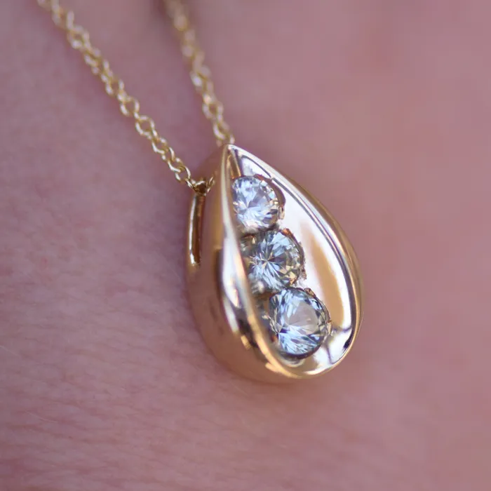 Necklaces Albrecht Jewellery Three Stone Necklace With Pastel Blue Montana Sapphire 14K Gold Necklaces Albrecht Jewellery Three Stone Necklace With Pastel Blue Montana Sapphire 14K Gold