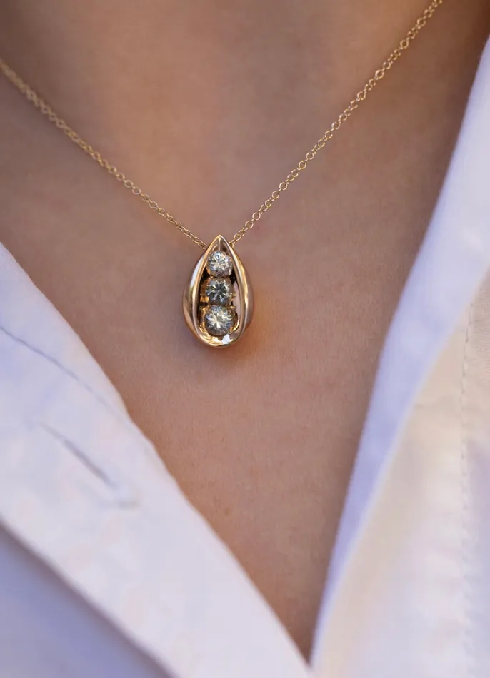 Necklaces Albrecht Jewellery Three Stone Necklace With Pastel Blue Montana Sapphire 14K Gold Necklaces Albrecht Jewellery Three Stone Necklace With Pastel Blue Montana Sapphire 14K Gold
