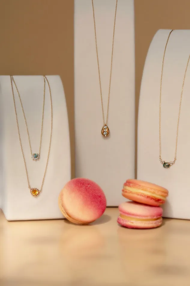 Necklaces Albrecht Jewellery Three Stone Necklace With Pastel Blue Montana Sapphire 14K Gold Necklaces Albrecht Jewellery Three Stone Necklace With Pastel Blue Montana Sapphire 14K Gold