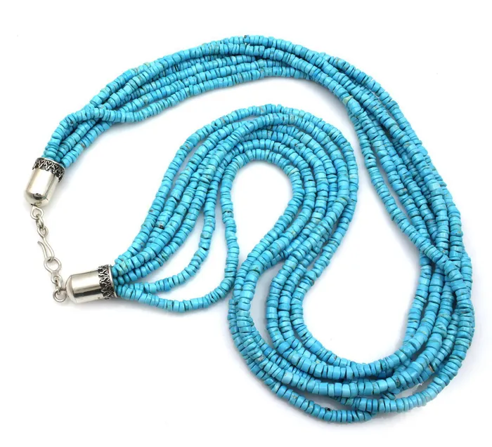 Necklaces Don Lucas Six Strand Turquoise Necklace