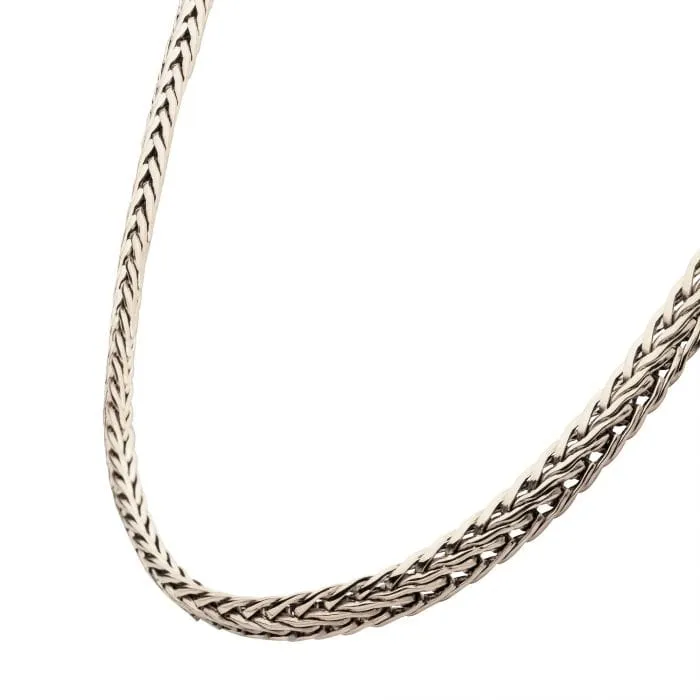 Necklaces INOX JEWELRY Silver Tone Stainless Steel High Polished Finish Double Diamond Cut Spiga Chain Necklace