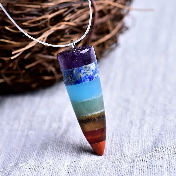 Necklaces Tree of Color Natural Crystal Colorful Bullet Pendant