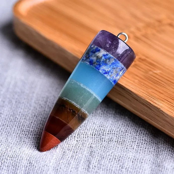 Necklaces Tree of Color Natural Crystal Colorful Bullet Pendant
