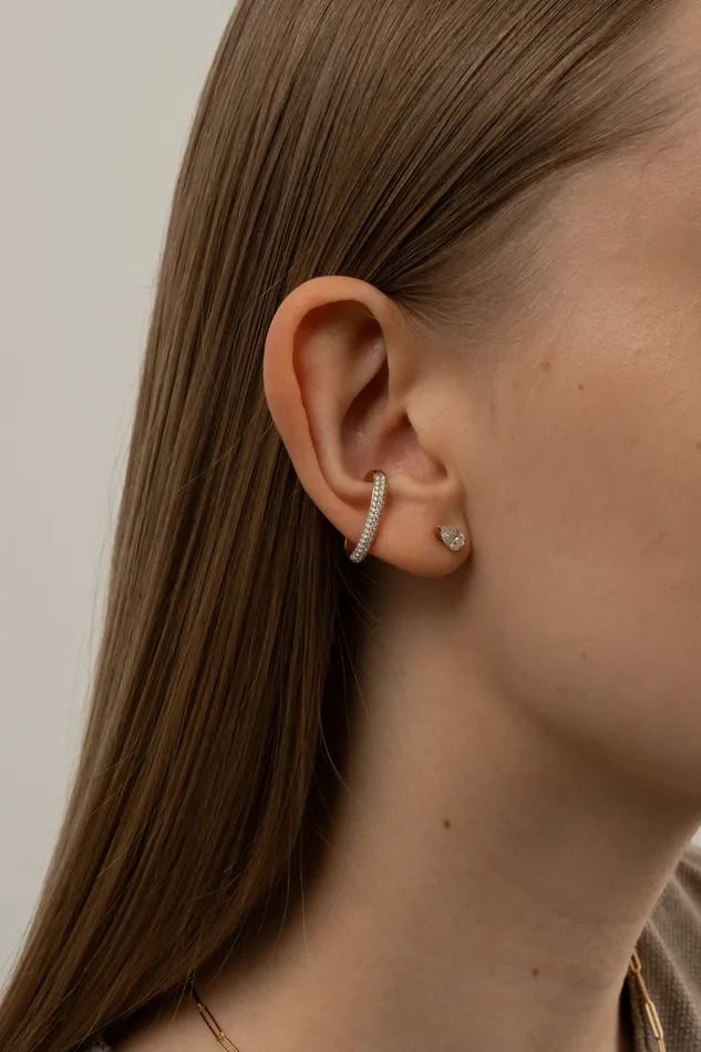 PRMAL Earrings Dome Pave Bar Ear Cuff PRMAL Earrings Dome Pave Bar Ear Cuff