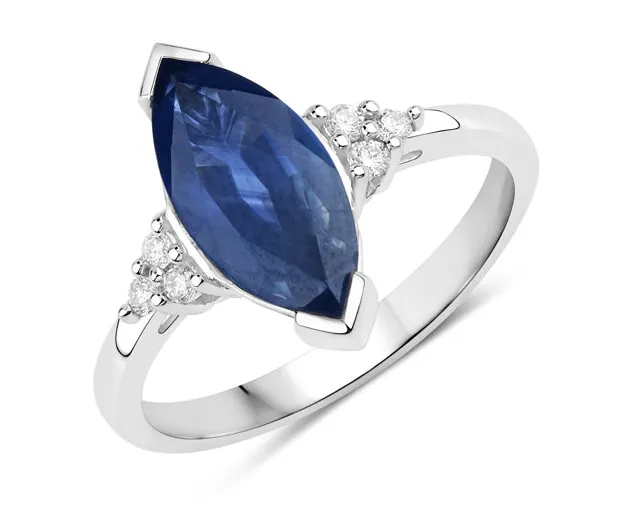 Quintessence Blue Sapphire Marquise Diamond Accent Ring 14K White Gold 483ctw Rings Quintessence Blue Sapphire Marquise Diamond Accent Ring 14K White Gold 483ctw Rings