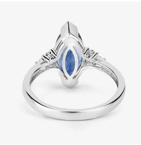 Quintessence Blue Sapphire Marquise Diamond Accent Ring 14K White Gold 483ctw Rings