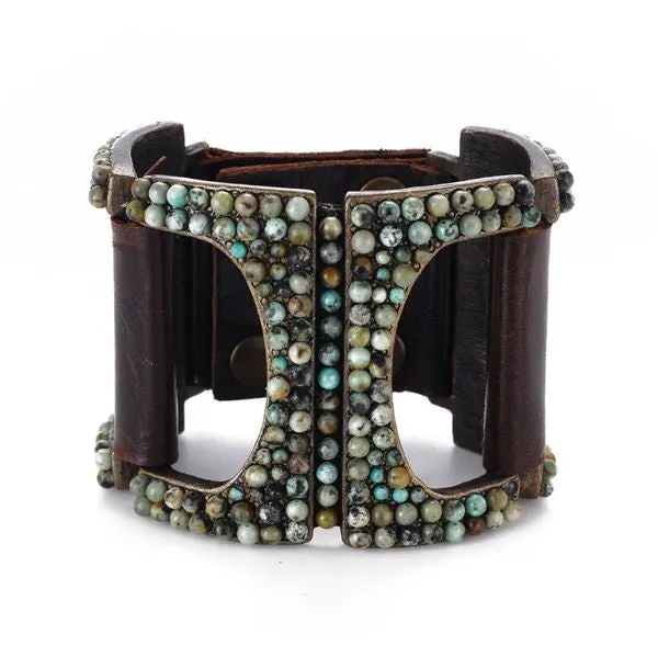 Rebel Designs Inc Bracelets Open Rectangle Wide Leather Bracelet