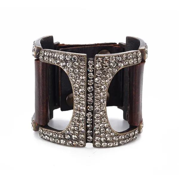 Rebel Designs Inc Bracelets Open Rectangle Wide Leather Bracelet