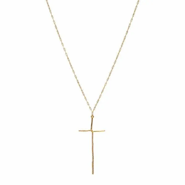 Rebel Designs Inc Necklaces Elongated Crystal Pave Cross Necklace