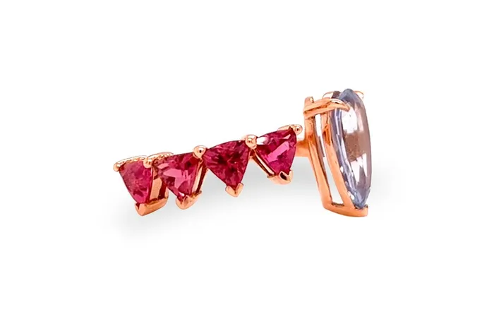 Rings Albert Hern Ring 18kt Gold Pear Sapphire Trillion Rubellite