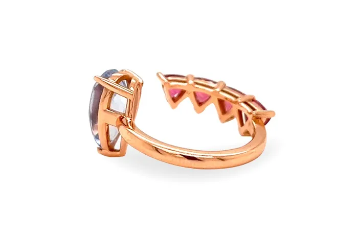 Rings Albert Hern Ring 18kt Gold Pear Sapphire Trillion Rubellite
