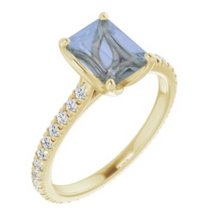Rings AlbrechtJewellery 4Prong Eternity Engagement Ring Setting Only with Diamonds 14K Gold