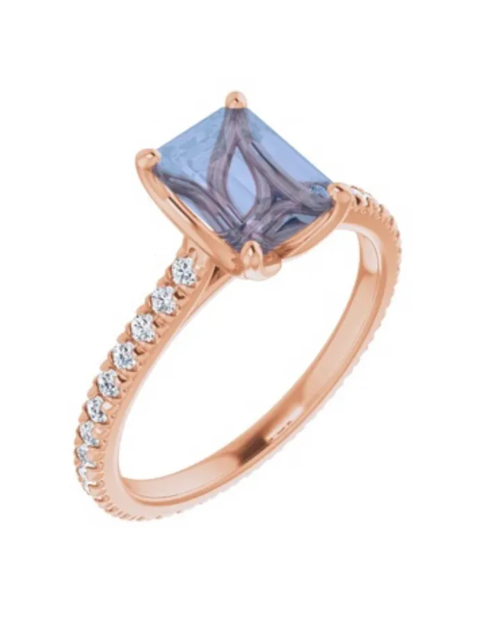 Rings AlbrechtJewellery 4Prong Eternity Engagement Ring Setting Only with Diamonds 14K Gold