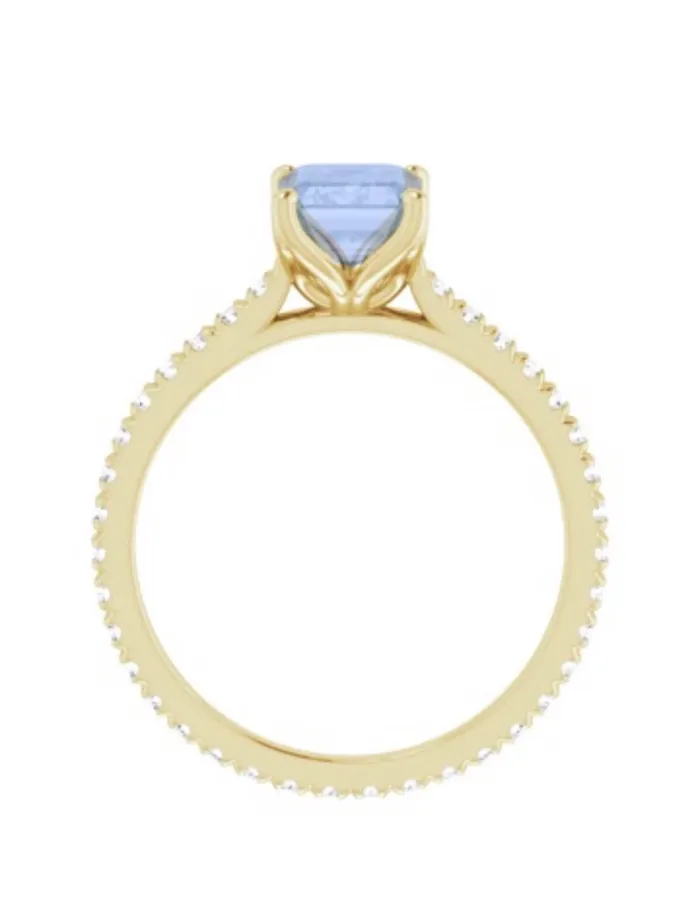 Rings AlbrechtJewellery 4Prong Eternity Engagement Ring Setting Only with Diamonds 14K Gold