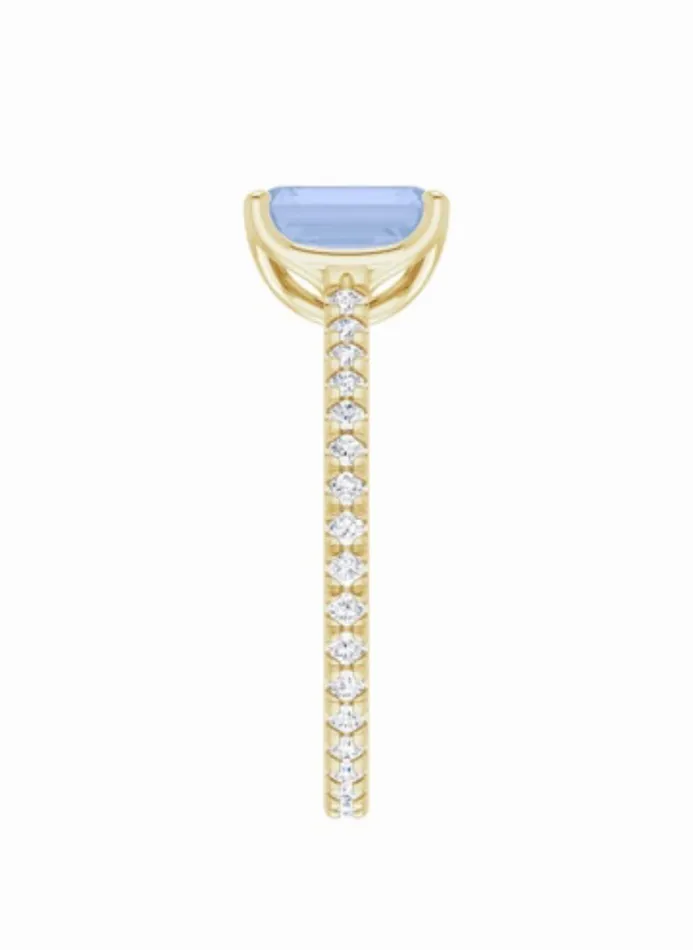 Rings AlbrechtJewellery 4Prong Eternity Engagement Ring Setting Only with Diamonds 14K Gold