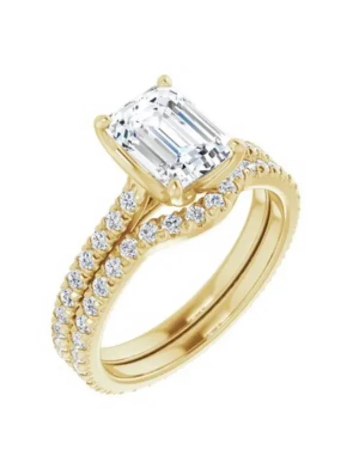 Rings AlbrechtJewellery 4Prong Eternity Engagement Ring Setting Only with Diamonds 14K Gold