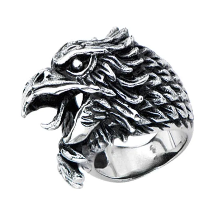 Rings Antiqued Silver Tone Stainless Steel Eagle Profile Ring INOX JEWELRY